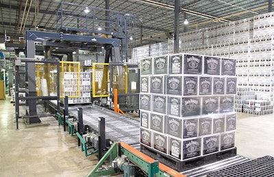 At the Lynchburg, TN, Jack Daniel's plant, this rotary stretch wrapper operates at 80 loads/hr, two shifts/day. It handles the o