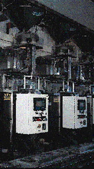 Each vf/f/s machine is paired with a volumetric cup filler to crank out bags of berries at about 40/min