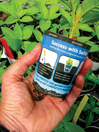 ECO-FRIENDLY CONTAINER. Ball Horticultural Co.'s SoilWrap plantable container was among survey respondents' favored packages of