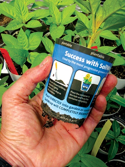 ECO-FRIENDLY CONTAINER. Ball Horticultural Co.'s SoilWrap plantable container was among survey respondents' favored packages of