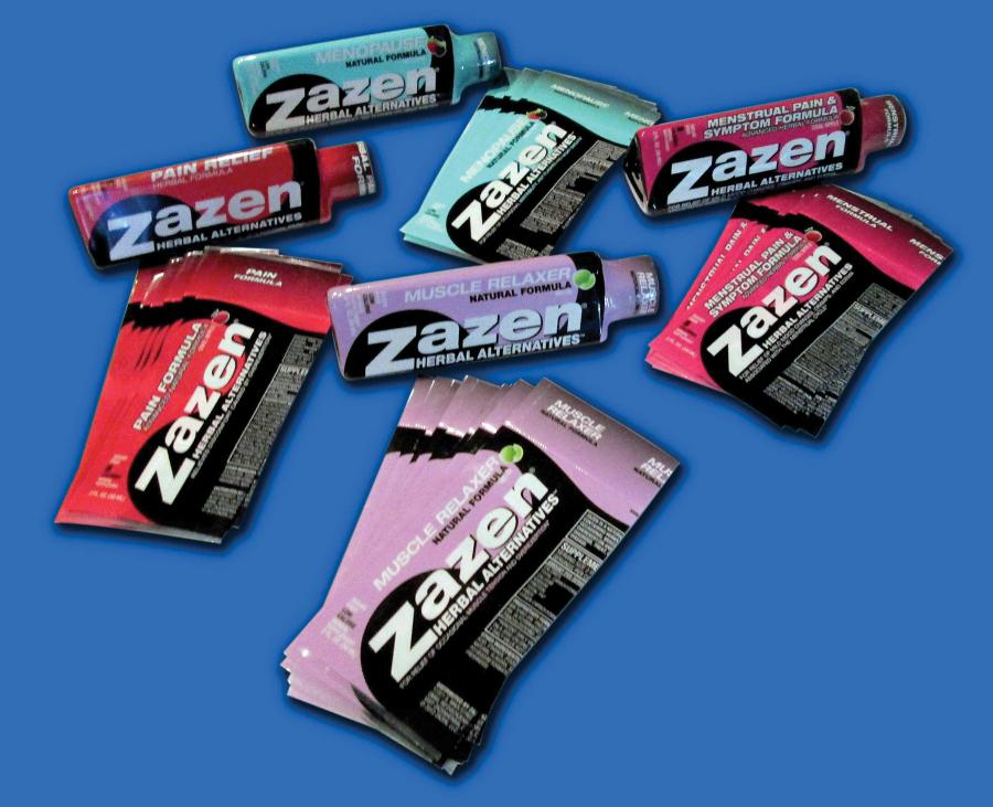 PVC shrink sleeve gives Zazen LLC&rsquo;s pain-relief drinks the graphics pizzazz needed to compete in a crowded category.