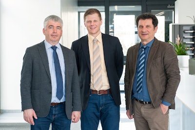 From left, S+S managing director Peter Mayer and business unit manager Oliver Uhrmann together with Marco Mantovani, managing director of ASM.