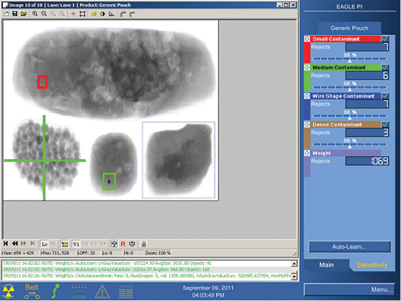 PRODUCT INSPECTION. A screenshot of Eagle&rsquo;s SimulTask PRO Image &ldquo;set and forget&rdquo; analysis software, which facilitates changeover, reduces downtime, and imparts flexibility in the product inspection process.