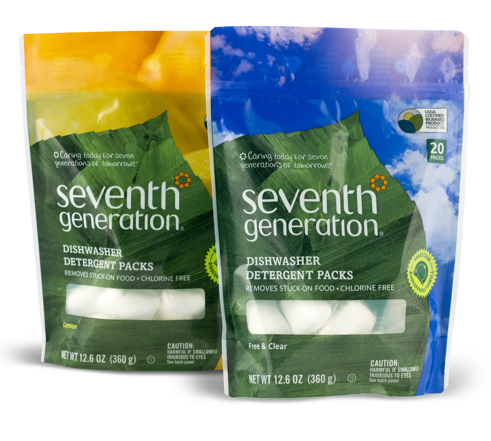 Seventh Generation has launched its dishwash pods in a fully recyclable, all-PE multilayer flexible stand-up pouch.