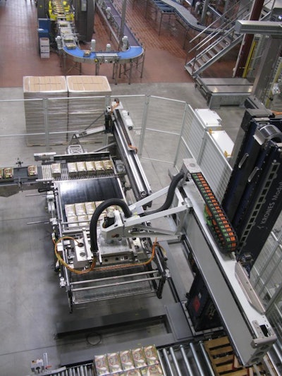 Pallet layers are formatted upstream of the palletizer.