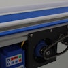 Conveyors use modular chain rather than a fabric belt, and they fit between machines without the worry of the take-up unit creating a huge gap or interfering with the machine.