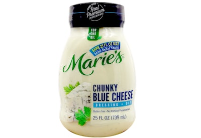A new PET container for Marie’s refrigerated salad dressing is 100% recyclable, BPA-free, and lighter in weight