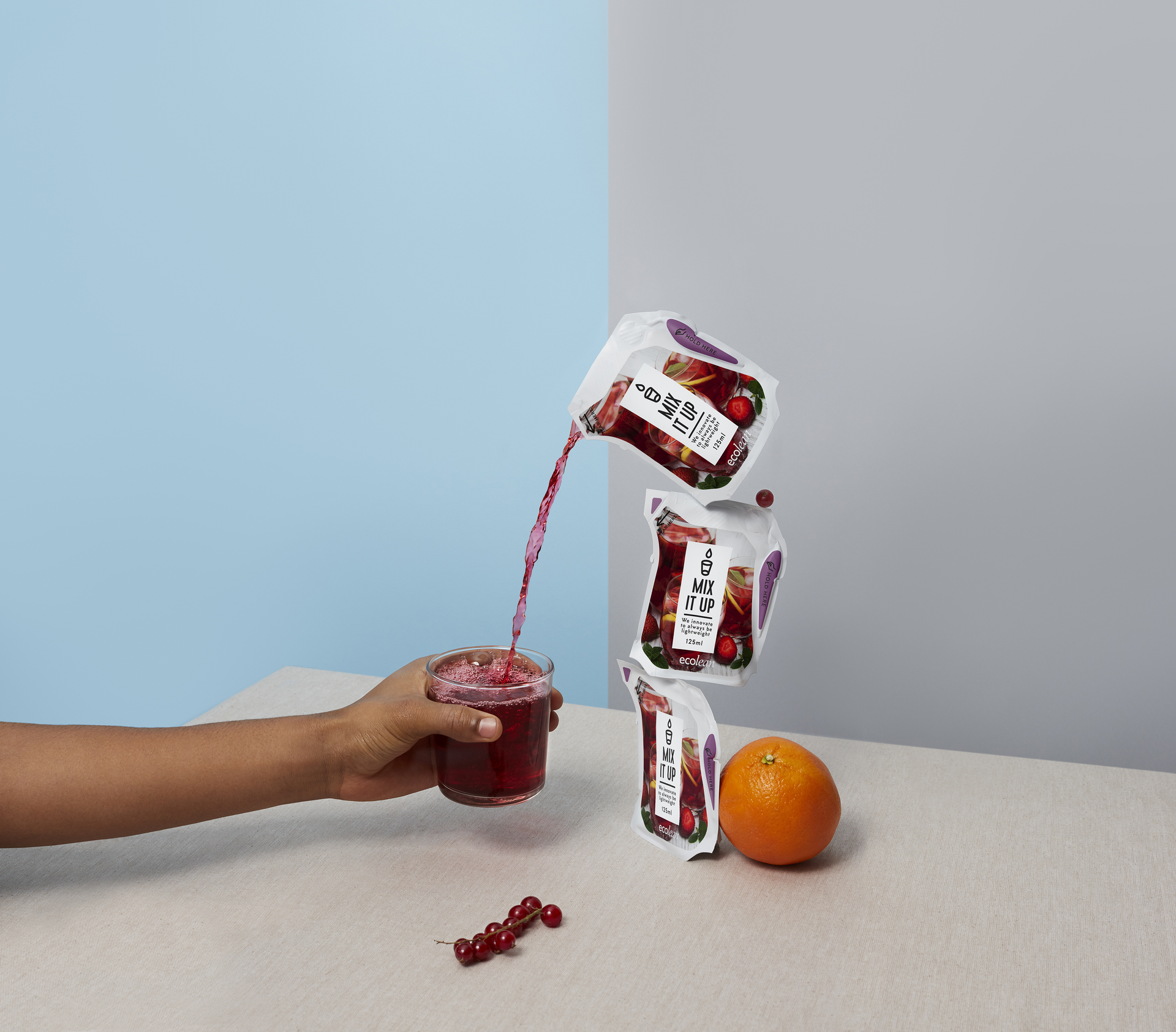 Ecolean will debut its Air Aseptic packaging in the United States this fall when Country Pure Foods launches its Essential Pour juice line in the lightweight, sustainable flexible packaging. Photo courtesy of Ecolean.