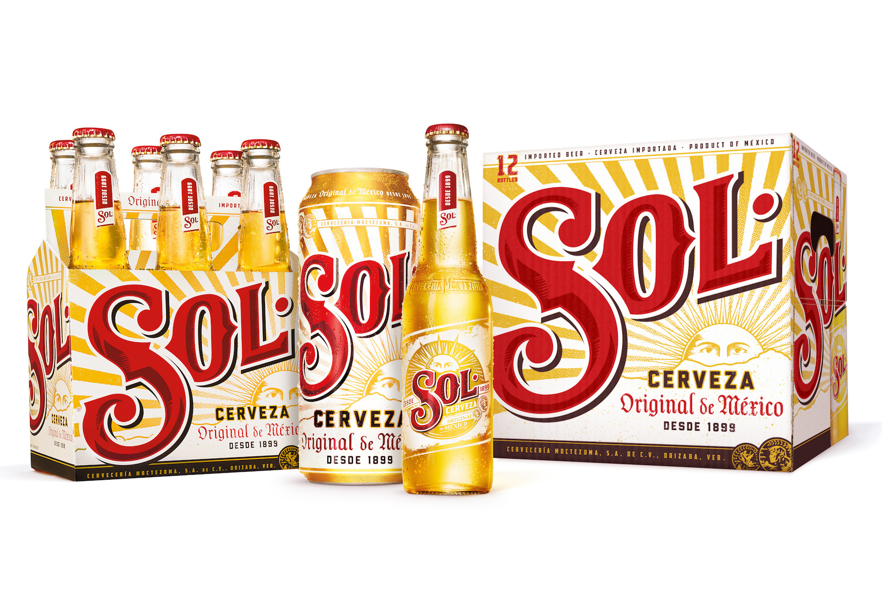 A vibrant new look for Sol beer packaging incorporates the brand&rsquo;s iconic heritage, sunrays, and old Mexico signage to build appeal and stand out from the competition.