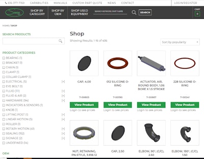 Screen shot of Spartan Parts website