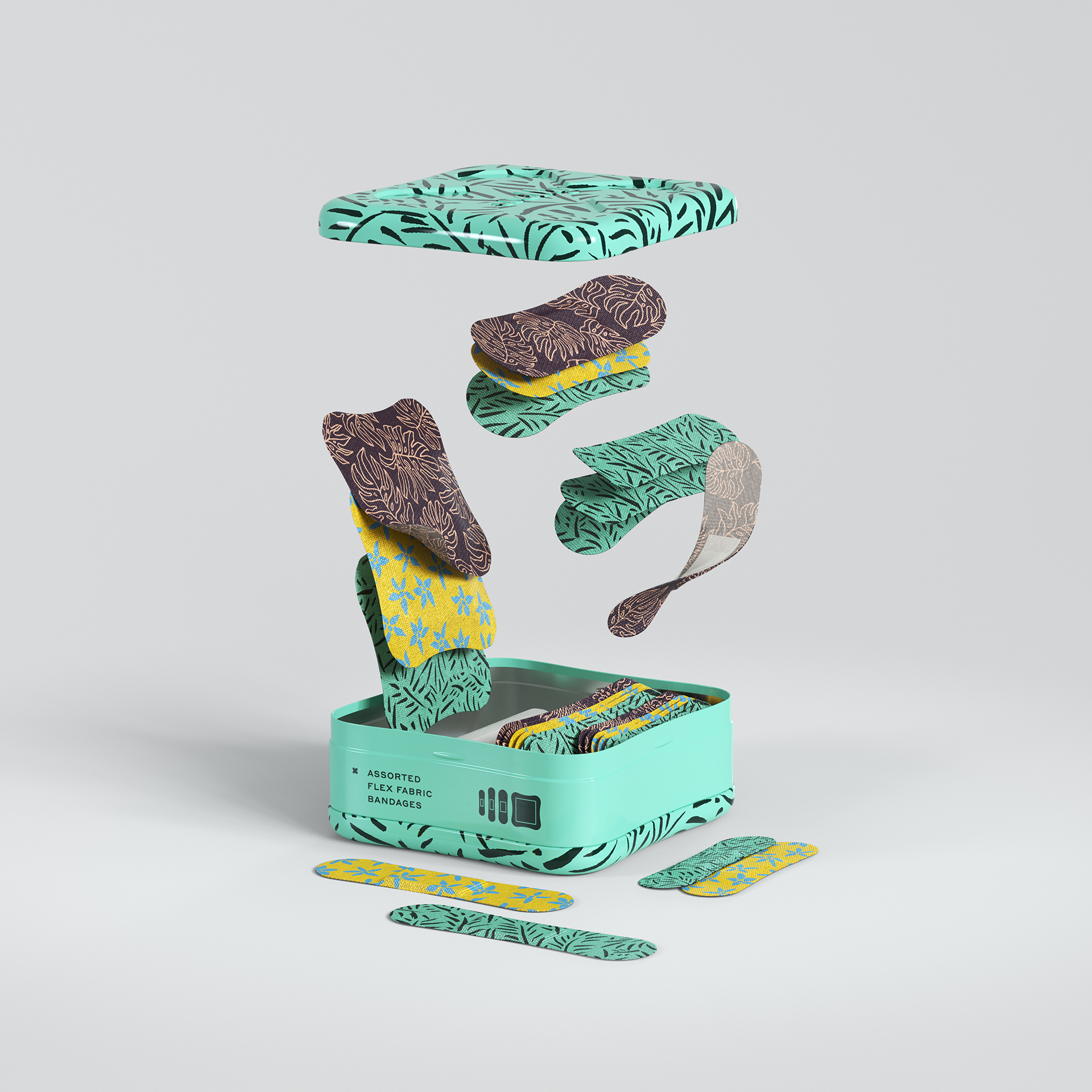 Welly Bravery Badges Assorted Flex Fabric Floral Pattern Bandages