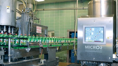 The MicrO2 blends and deaerates product upstream of Admiral’s bottle filler, reducing foaming and speeding the filling operation.