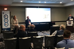 Nancy Wilson, CEO, Morrison Container Handling Solutions, Edward Dernulc, Fabricators & Manufacturers Association, and Stephan Girard, Senior Director, Workforce Development, PMMI, acted as community involvement evangelists at the PMMI Annual Meeting today in Cincinnati.