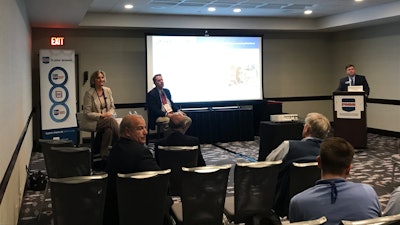 Nancy Wilson, CEO, Morrison Container Handling Solutions, Edward Dernulc, Fabricators & Manufacturers Association, and Stephan Girard, Senior Director, Workforce Development, PMMI, acted as community involvement evangelists at the PMMI Annual Meeting today in Cincinnati.