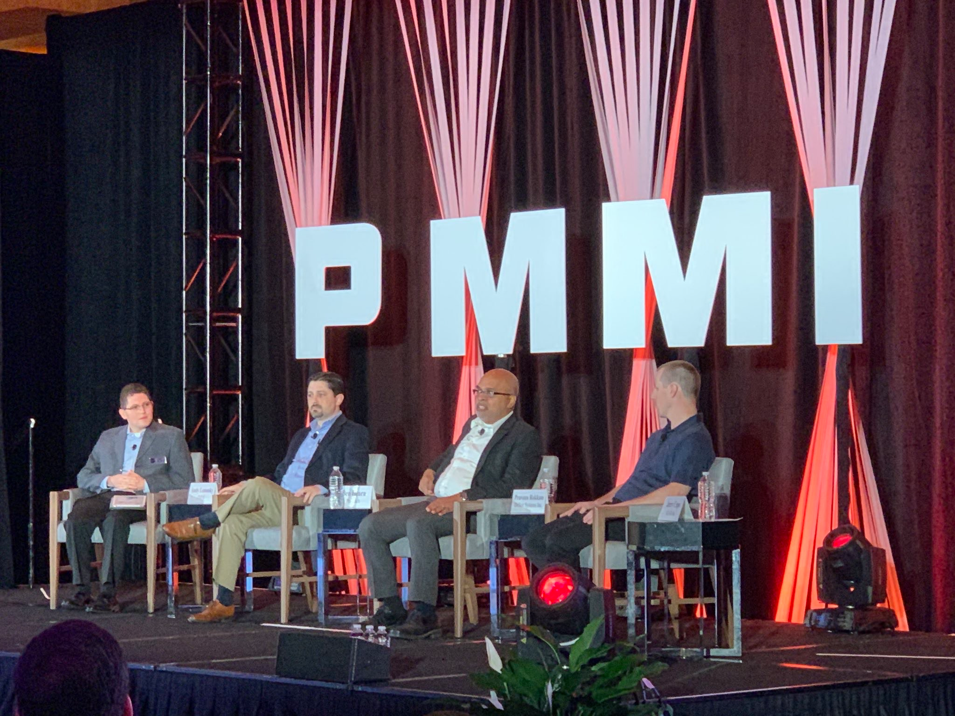 From left: Andy Lomasky, PMMI; Ben Hearn, Director of IT Operations, ProMach; Praveen Rokkam, Chief Information Officer, Delkor Systems Inc.; and Jerry Cupo, Director of Technology, All Fill Inc.