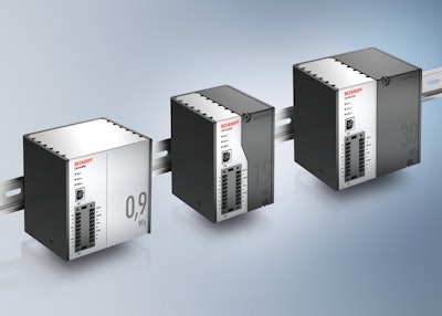 The CU81xx UPS series from Beckhoff currently includes one capacitive (left) and two battery-backed versions.