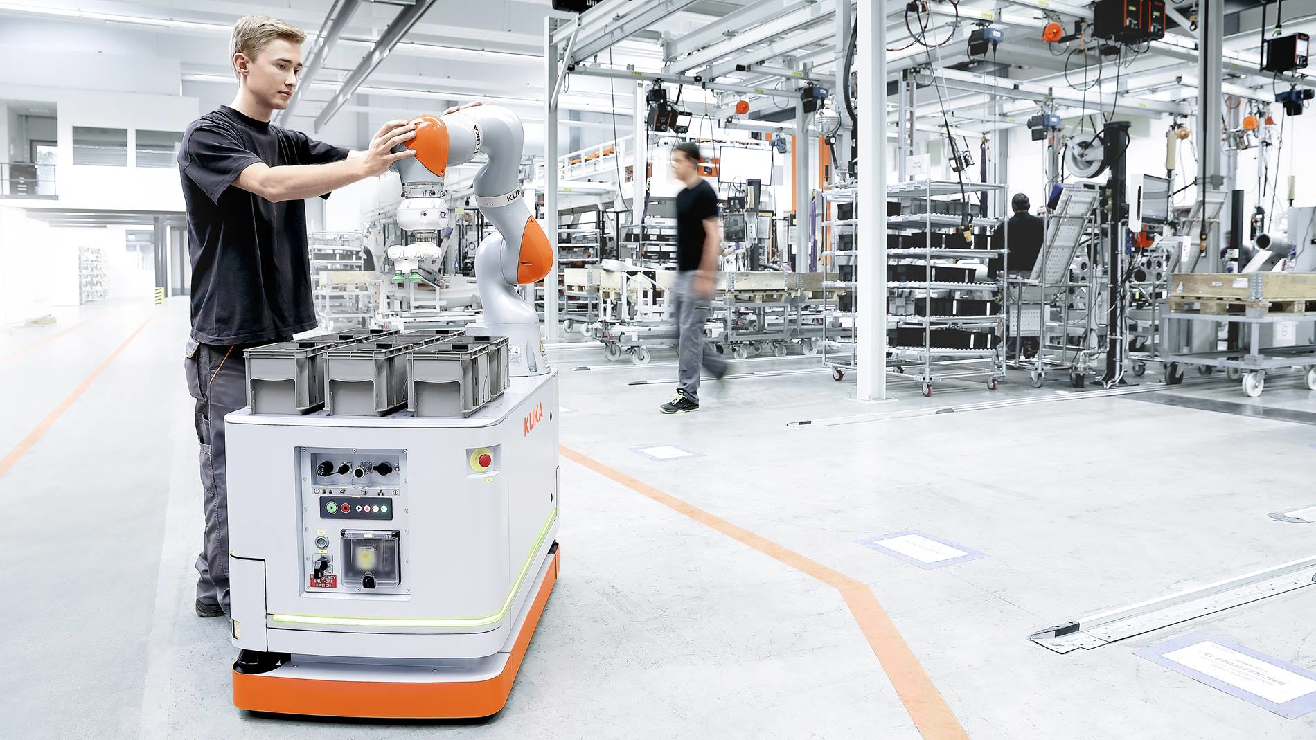 Kuka Robotics&rsquo; KMR iiwa combines its LBR iiwa lightweight cobot with a mobile, flexible platform.