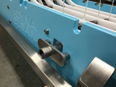 The patented design of the DynaClean conveyor system is meant to allow for simple, quick and easy disassembly and cleaning.