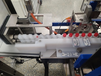 The Morrison systems allow Thermo Fisher to orient, contain, move, and support the pointed conical tubes.