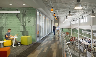 All-Fill’s new facility design prioritizes open and collaborative spaces, accent colors, and amenities that boost employee morale.