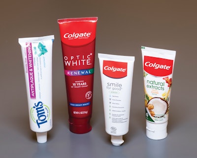 First to appear in Colgate’s monomaterial recyclable tube was the Tom’s of Maine brand, but now Smile for Good in Europe and Natural Extracts in Latin America have also been converted. By end of this year, Colgate Optic White in sizes above 3 oz will take advantage of this technology. The goal is to have all of the firm’s toothpaste in this recyclable tube by 2025.