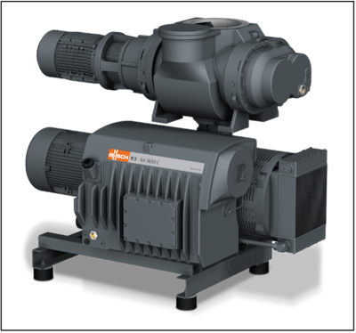 Fig: 4: A standard system from Busch Vacuum Solutions includes an R5 rotary vane vacuum pump as backing pump and a PANDA vacuum booster. Image courtesy of Busch Vacuum Solutions.