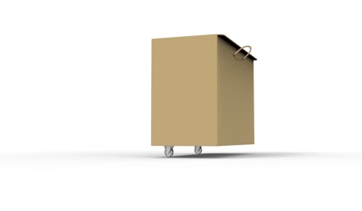 The design incorporates an easy-to-use thumb hole and tear strip that enables customers to open the packaging easily; a pull cord and castors make it possible for the box to be pulled through doorways.