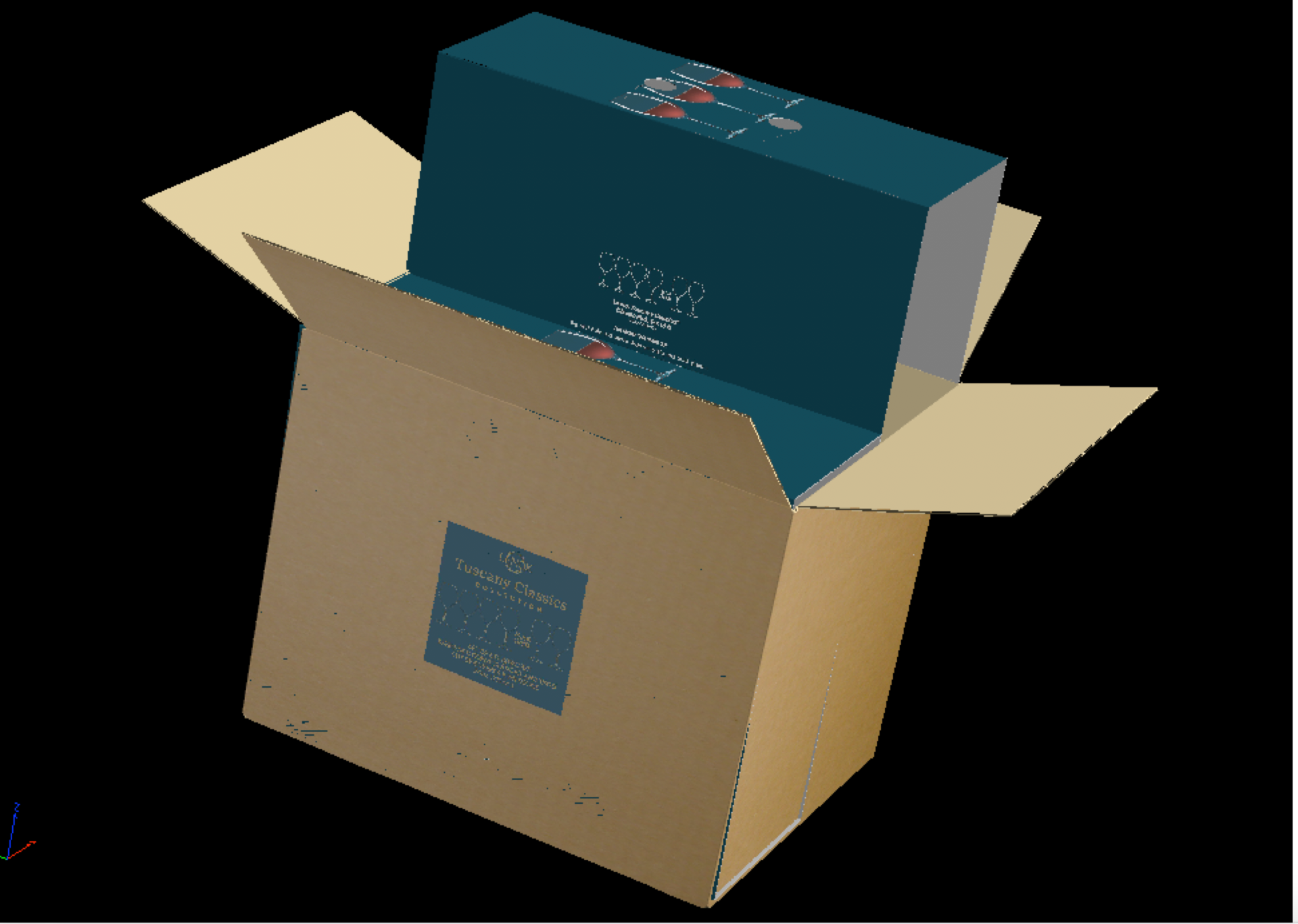 Lenox&rsquo;s new red wine stemware package for Amazon comprises two inserts holding six glasses, covered with a paperboard sleeve, and shipped in a corrugated case.