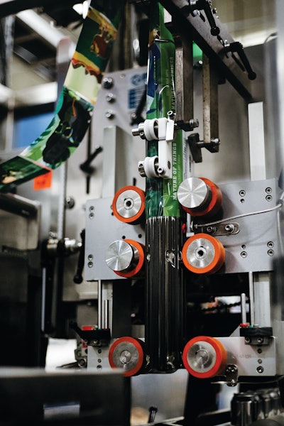 The mandrel-based shrink sleever used at Collective Arts typically runs between 200 and 220 cans/min, but could speed up to 300 cans/min.