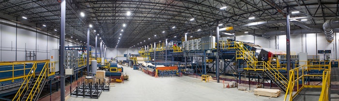 Panoramic view of sawmill line.