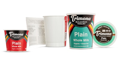 Trimona’s existing yogurt line now uses the fully recyclable K3 cardboard-plastic combination, and the 32oz size is topped with a new IML 409 lid which provides a secure and repeatable fit.