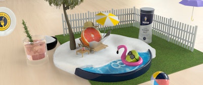 A grapefruit in Morton Salt's AR experience takes a staycation.