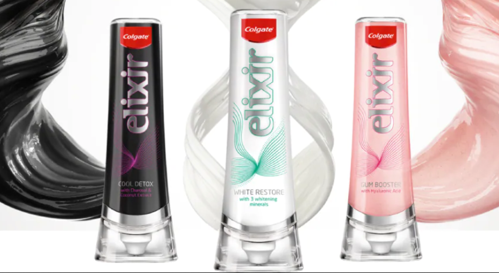 Colgate-Palmolive is inviting European consumers to make toothbrushing part of their beauty ritual, with its new Elixir line of three toothpaste formulas in a striking PET package.