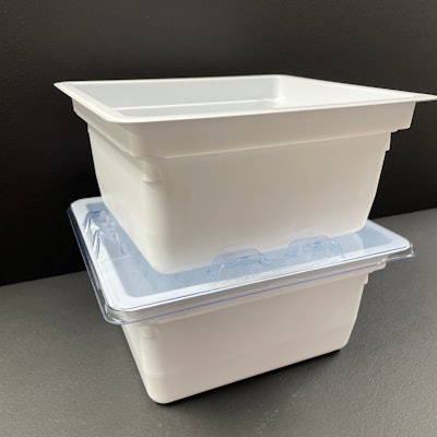 The lid on the vial tubs was redesigned to stack more securely but still denest smoothly and uniformly.