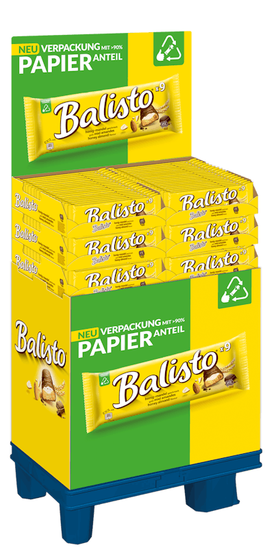 The crunchy snack is packaged in all-paper multipacks at nine bars each.