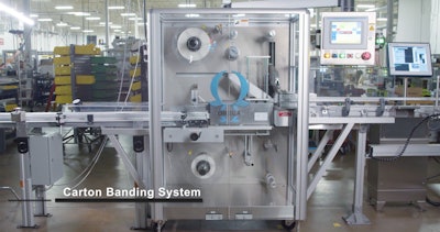 The Omega Stretch Banding Module combines serialized cartons into one stretch wrapped bundle.