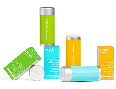 Graphics for the packaging were designed to convey the optimism, inclusivity, and sustainability of the Peach brand.