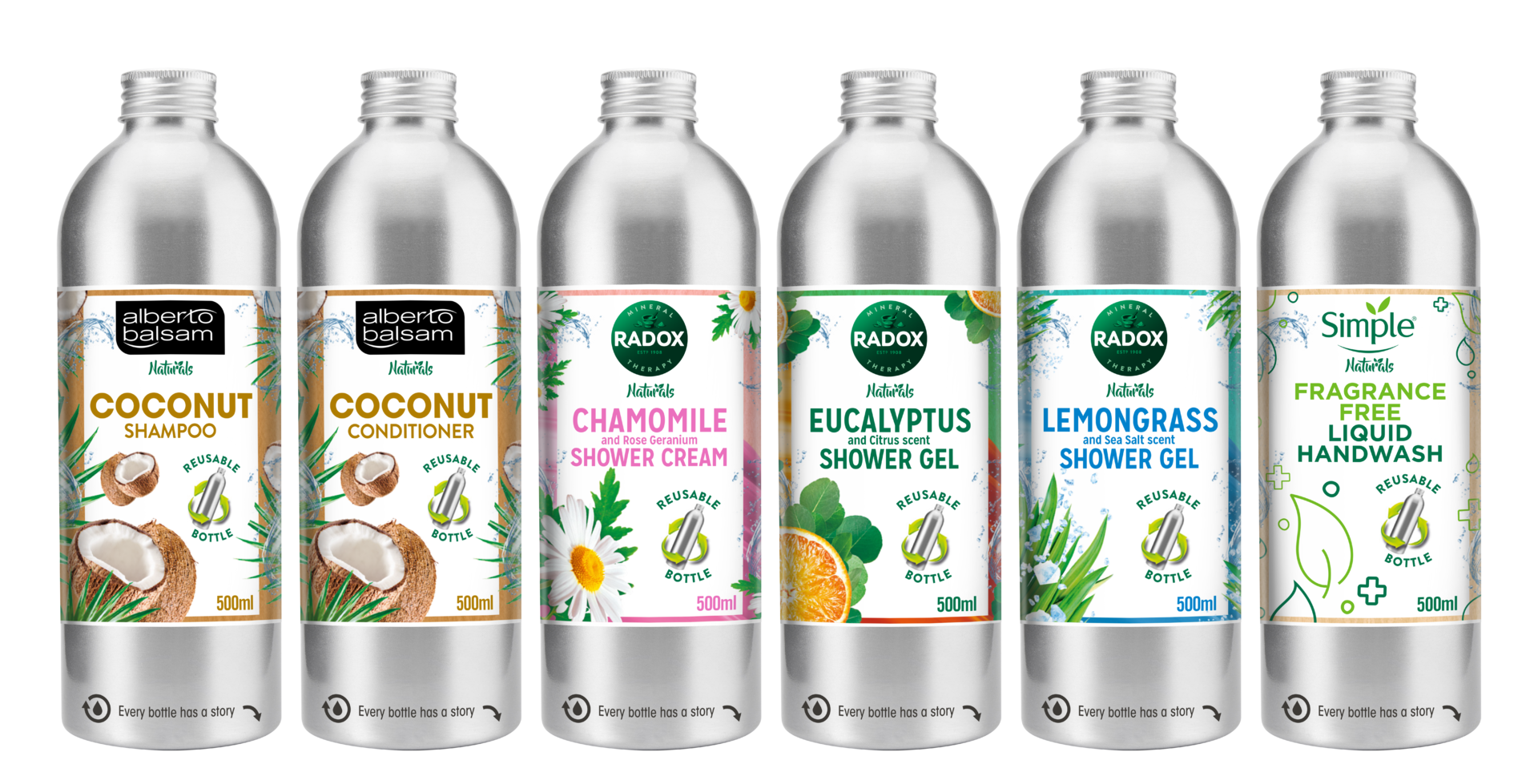 The reusable bottles for the refill-on-the-go and return-on-the-go systems are made from stainless steel or aluminum for durability.