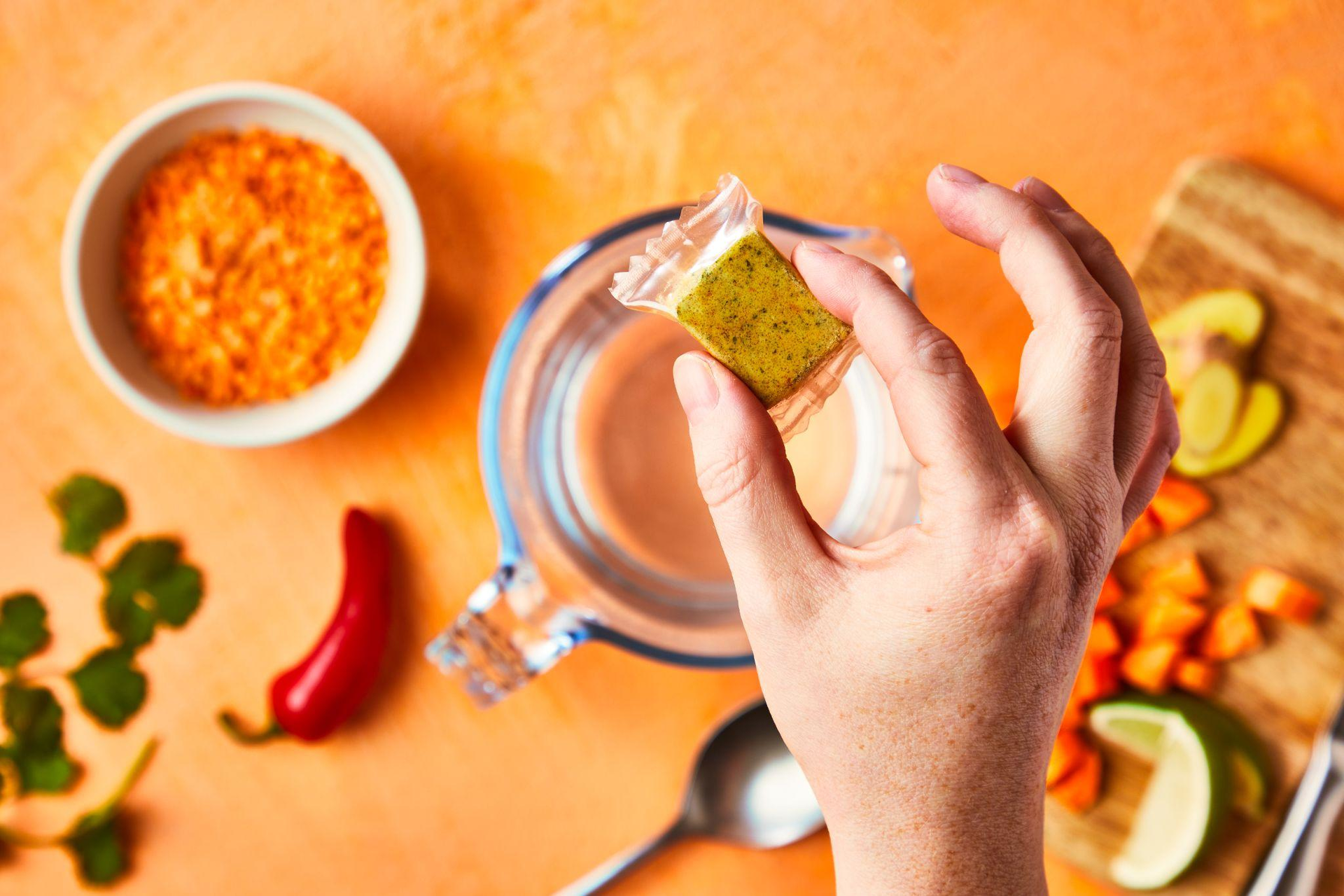 Instead of having to be discarded, the edible film dissolves harmlessly in water as the meal is cooked.