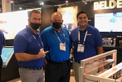 Chris Noble and Ray DiVirgilio of Belden with Glenbrook South student Costa Aralis at PACK EXPO Las Vegas 2021.