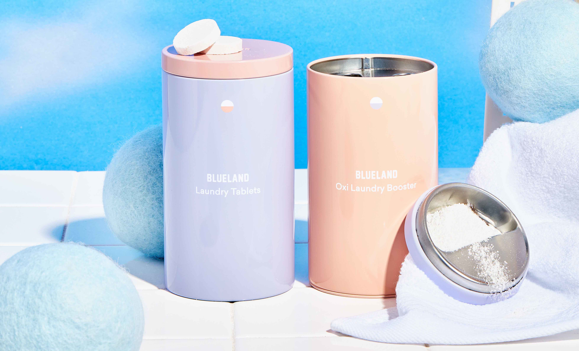 Consumers can use Blueland&rsquo;s reusable steel Forever Tins to store their laundry tablets and laundry booster powder.