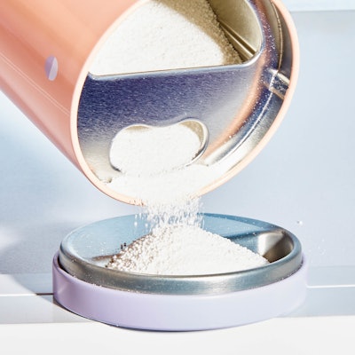 The lid of the Forever Tin for the laundry booster powder is designed to help consumers portion out the right amount of product; one capful is enough for one full load of laundry.