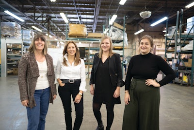 From left to right: Kelly Irvine (VP Manufacturing Operations), Lisa Hunt (CEO), Rachael Whale (Executive Assistant to the CEO), and Natalie Irvine (Marketing Manager).