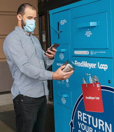 When their packages are empty, the consumer brings them back to the store, placing them in a collection bin managed by Loop.