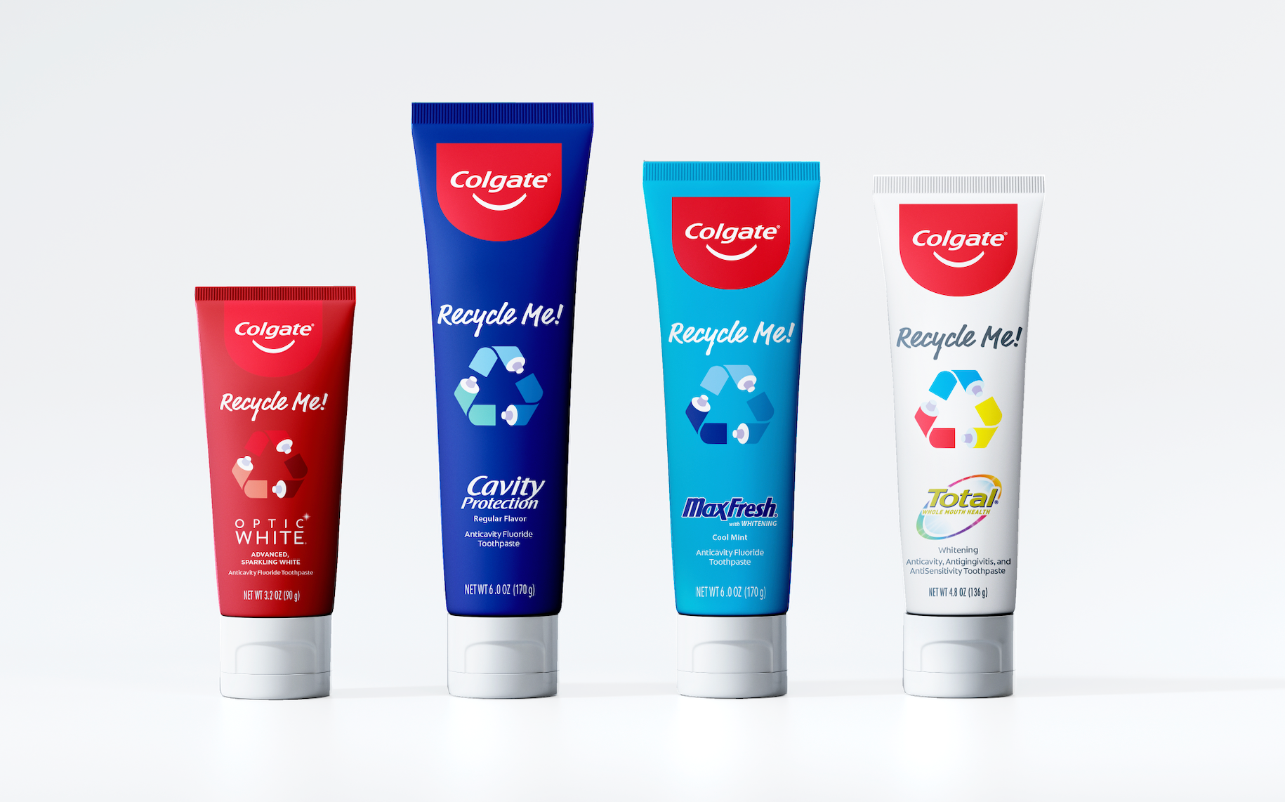 Colgate is including on the tube&rsquo;s front panel a prominent &ldquo;Recycle Me!&rdquo; message.