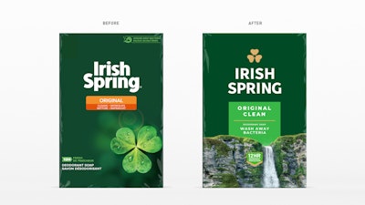 Irish Spring soap boxes before and after the redesign.