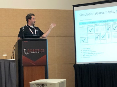 Matt Rendall, CEO and co-founder of Otto Motors, speaking at the Robotics Summit & Expo in Boston.