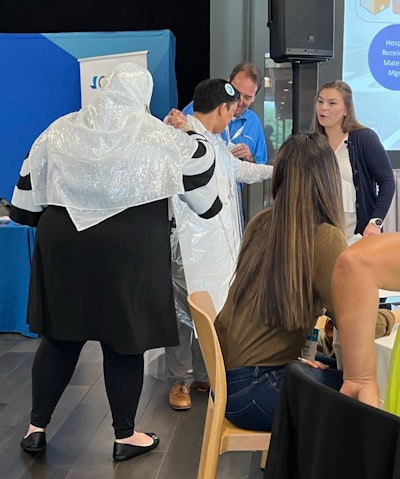 Austin Liu, playing the role of a device package, journeyed from touchpoint to touchpoint in the last 100 yards in a hospital. (Image courtesy: Cassie Ladd)