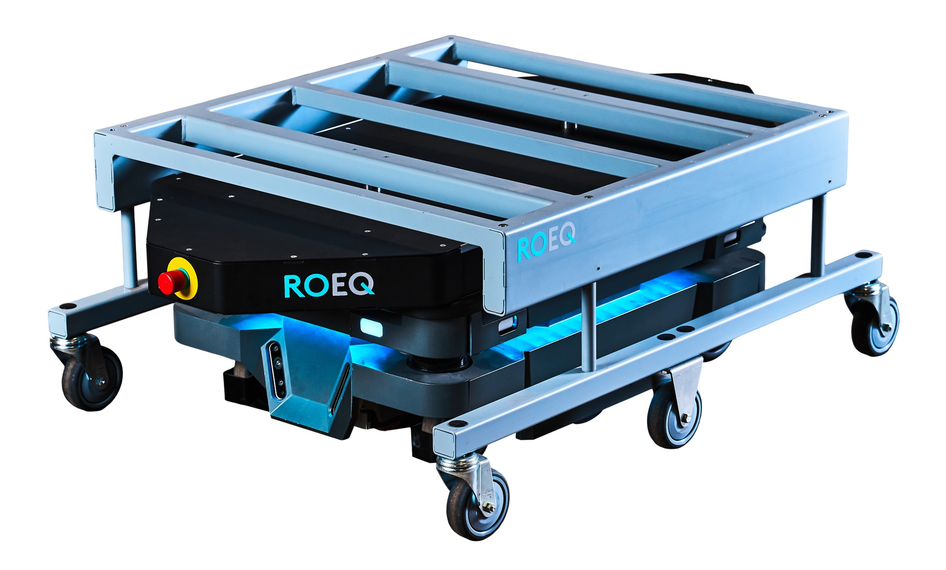 The combination of ROEQ&rsquo;s TMS-C500 Ext top module and its S-Cart500 Ext cart increases the payload of the MiR250 AMR from 250 to 500 kg.
