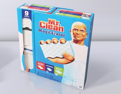 By switching from a PET tub design to using recyclable cartons, Mr. Clean reduced plastic usage by 482 tons per year in Magic Eraser’s packaging.